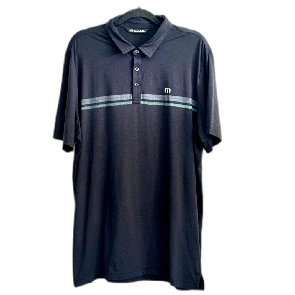 Lot of 2 TravisMathew Polo Shirts Mens XL Golf Casual Palm Tree Black Stripe